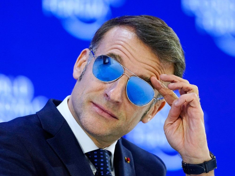  French President Emmanuel Macron is seen during the Annual Meeting of the World Economic Forum in Davos, Switzerland, on Tuesday.