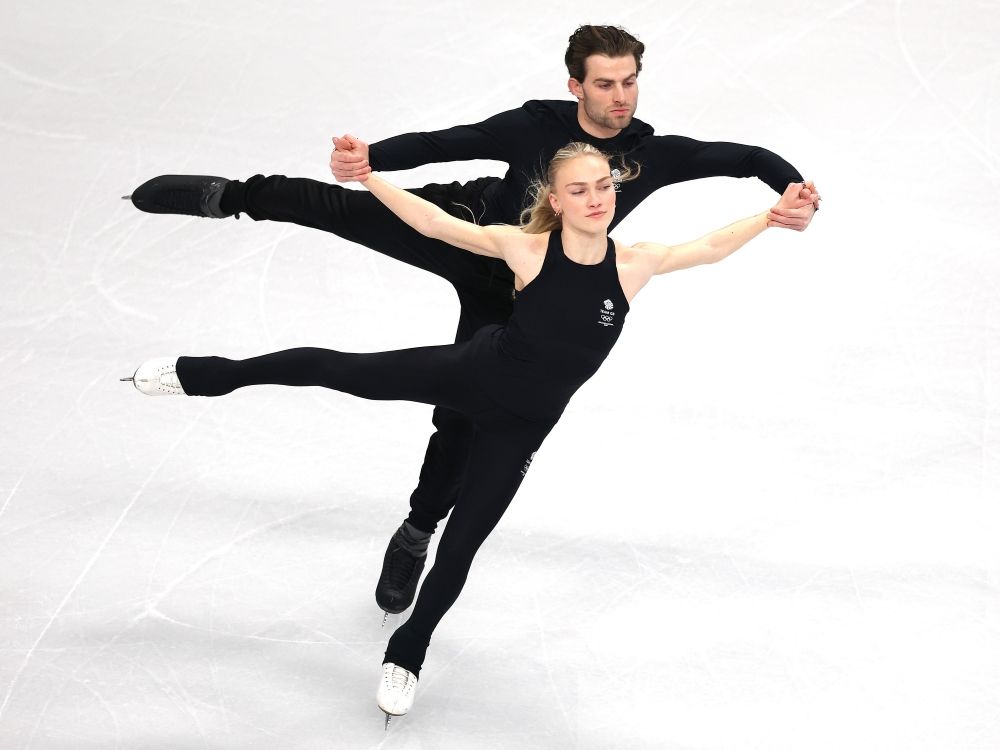 Phebe Bekker and James Hernandez of Team Great Britain take part in an Ice Dance training session at the Milano Cortina 2026 Winter Olympic games.