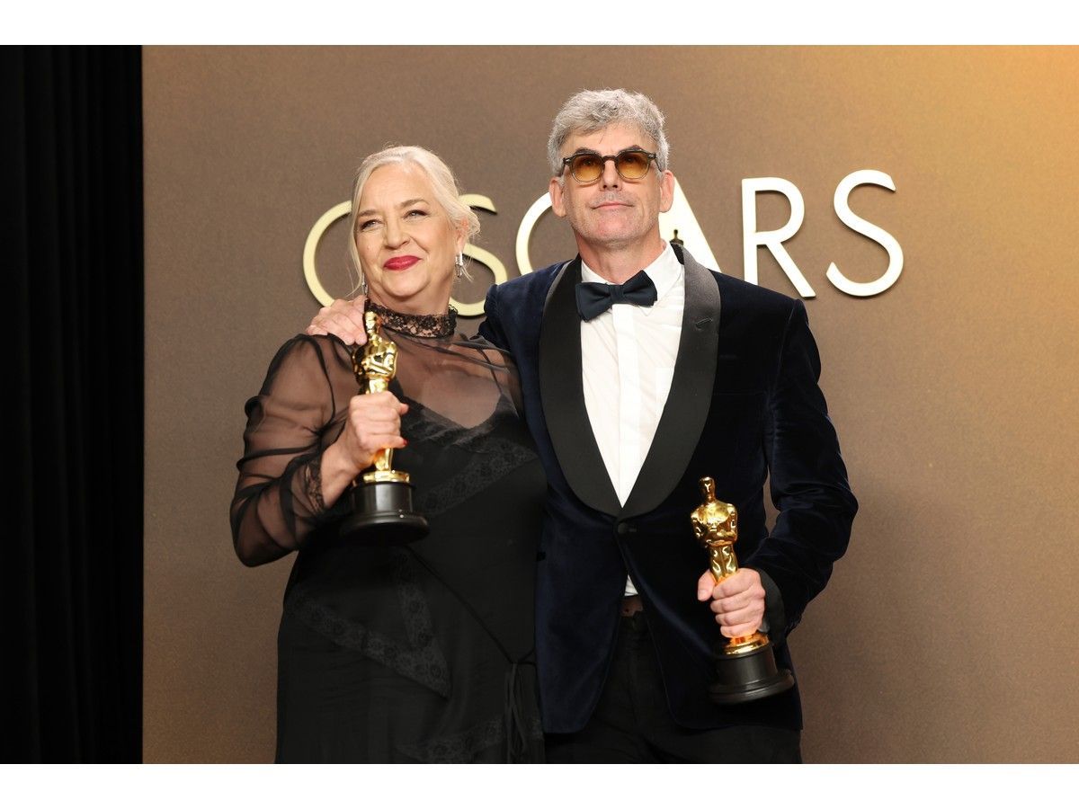 Tamara Deverell, who lives just outside of Inverness, and Shane Vieau, originally from Dartmouth, won an Oscar for production design for Frankenstein. They're shown in the press room during the 98th Academy Awards at Dolby Theatre in Hollywood, Calif., on Sunday.