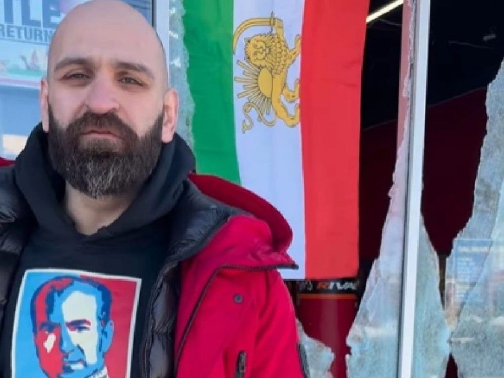  Salar Gholami stands in front of this boxing gym in Richmond Hill, Ont., after it was shot up on Sunday, March 1, 2026.