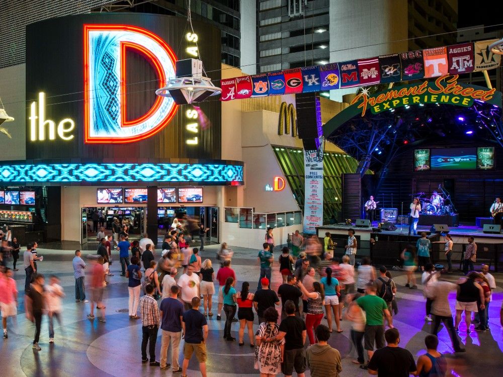  The Fremont Street entrance to The D in Las Vegas.