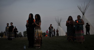 A vigil at Regina’s First Nations University of Canada for the 11 people killed and 17 injured in a mass stabbing in and near James Smith Cree Nation on Sept. 4, 2022.