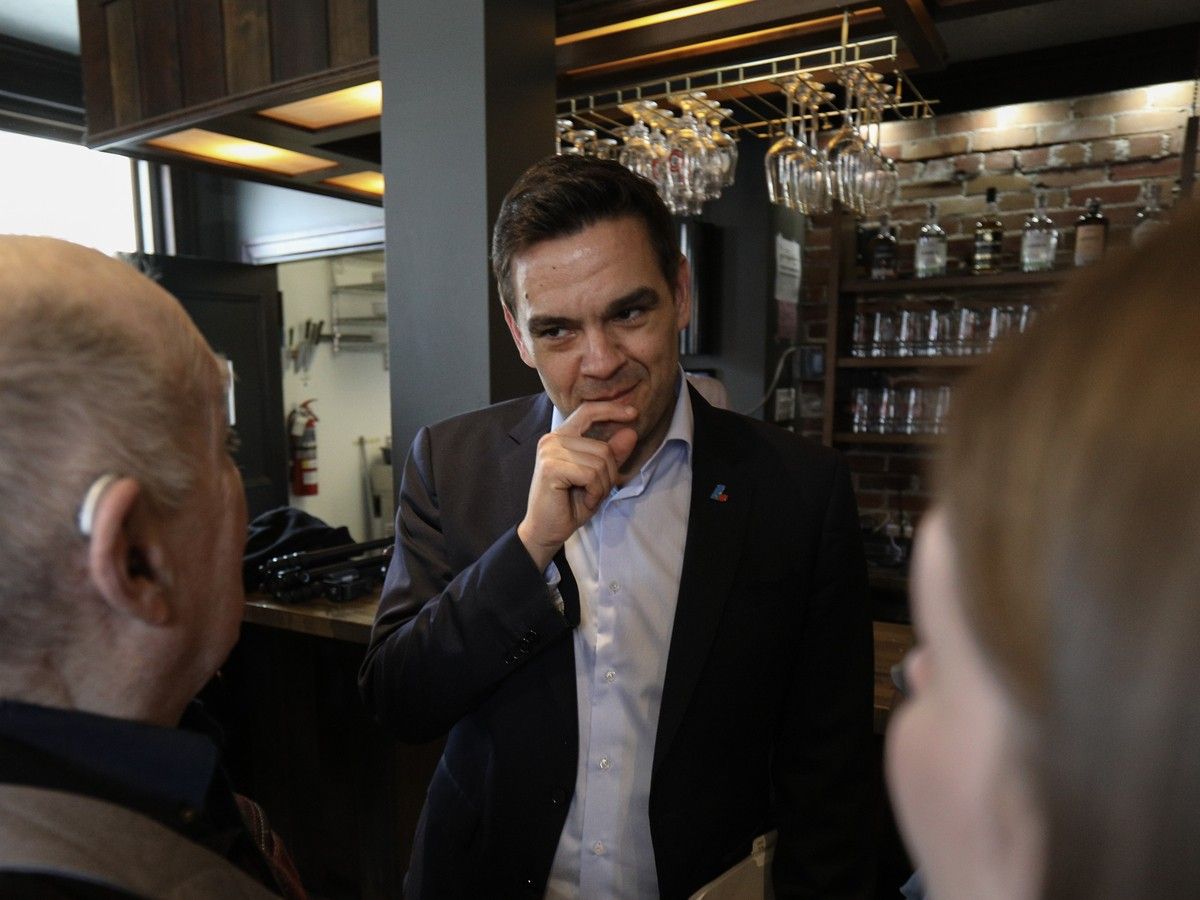 Charles Milliard, leader of the Liberal Party of Quebec at an event where Benoît Clermont received the nomination for the Saint-Henri–Sainte-Anne in Montreal on March 21, 2026.