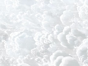 Hint at the view beyond the cottage walls with this playful mural in subtle grey tones. Cradled in Clouds wall mural, $4.10/square foot, photowall.com