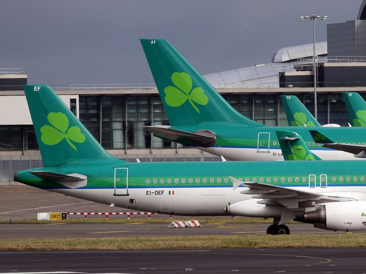  Aer Lingus flights are pictured at Dublin Airport in Ireland.