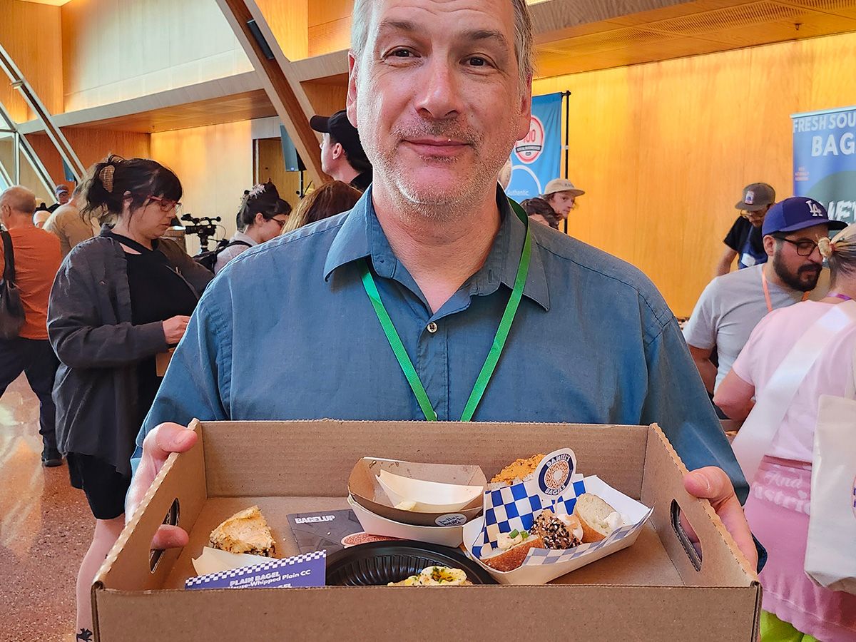 Dave Gordon with bagels.