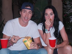 Justin Trudeau, left, and Katy Perry