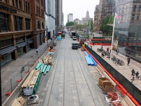 Construction on a city street.