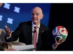 FIFA President Gianni Infantino attends an economic conference in Washington.