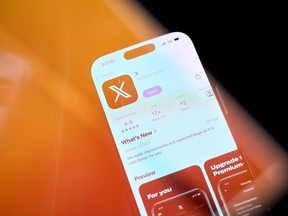 The X app in the Apple App Store on a smartphone