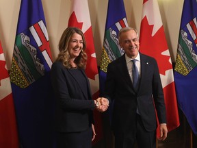 Danielle Smith and Mark Carney