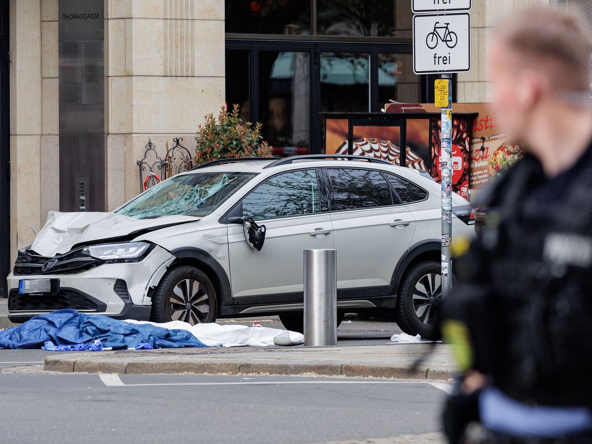 Authorities say two are dead after car ploughs into people in Leipzig, Germany