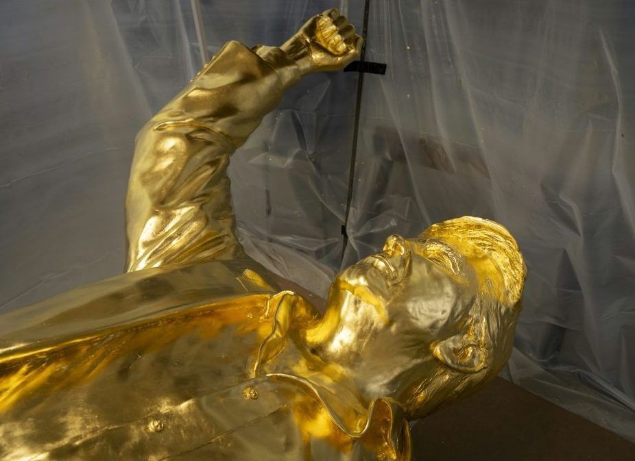Gold leaf covered Trump statue ‘not about worship,’ televangelist says