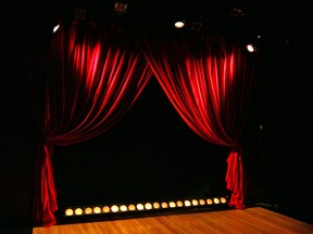 Curtains on opening night of the Lunchbox Theatre located at the Calgary Tower.