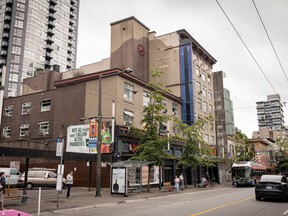 Former Howard Johnson hotel at 1176 Granville Street in Vancouver, BC Thursday, June 26, 2025. The hotel is now an SRO with a nightclub in the ground floor. It has been the scene of numerous fires.