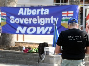 A blue banner reading 'Alberta Sovereignty Now'.