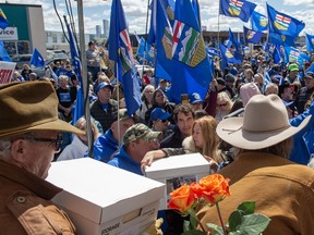 Crowd with Alberta flags