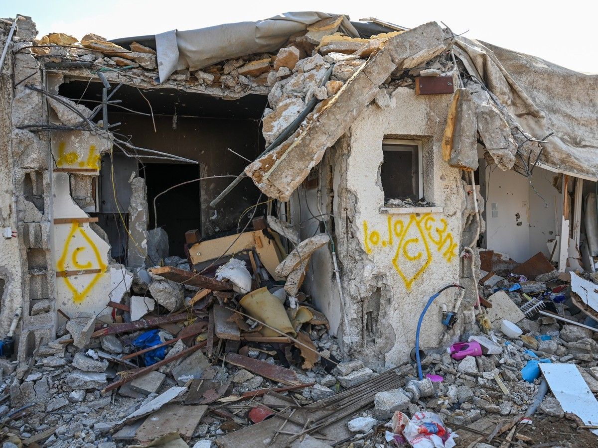 A view of a house left in ruins