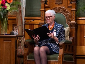 Lt.-Gov. Brenda Murphy delivers the Susan Holt-led Liberal government's first Speech from the Throne in the New Brunswick Legislature in Fredericton on Tuesday afternoon.