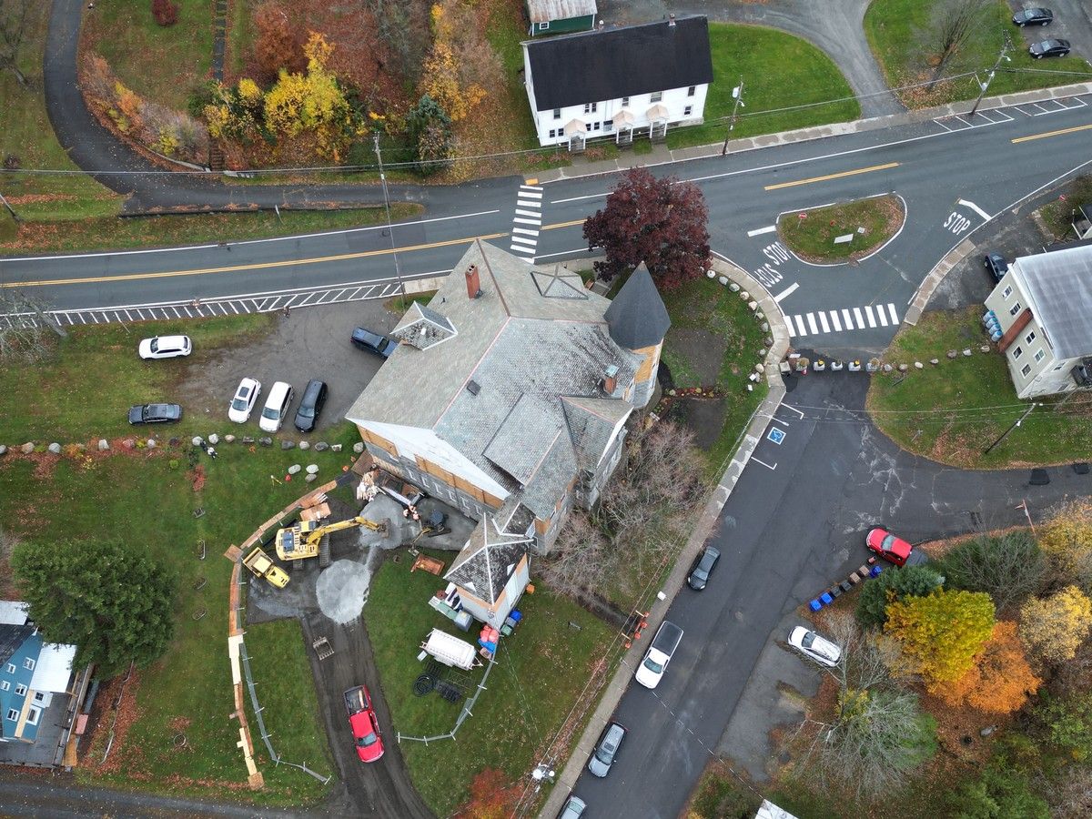 Construction work underway to build a Canadian side entrance to the cross-border Haskell Library in Stanstead, Quebec. Construction work underway to build a Canadian side entrance to the cross-border Haskell Library in Stanstead, Quebec.