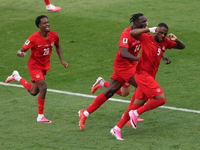 Soccer celebration.