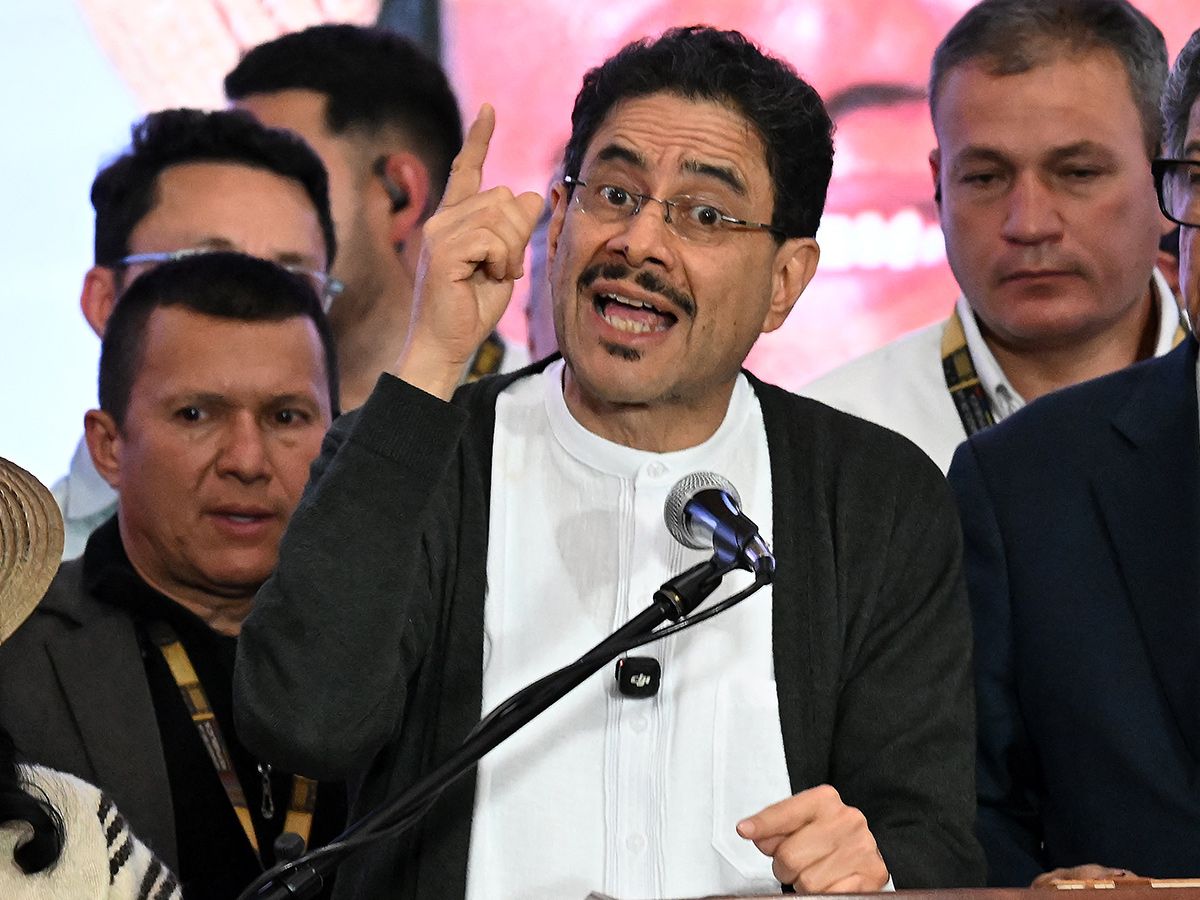  Colombia’s presidential candidate from the ruling party Pacto Historico, Iván Cepeda, speaks after the first exit poll results of the presidential election at the Tequendama Hotel in Bogota on May 31, 2026.