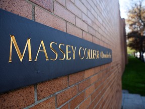 Massey College sign.