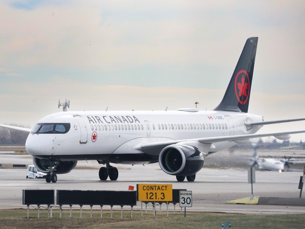 An Air Canada Airbus A220 taxis at the Calgary International Airport on Thursday April 25, 2024. Gavin Young/Postmedia