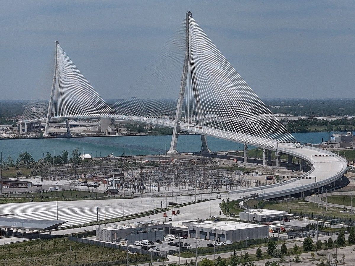 The Gordie Howe International Bridge is shown from Windsor on June 4, 2026.