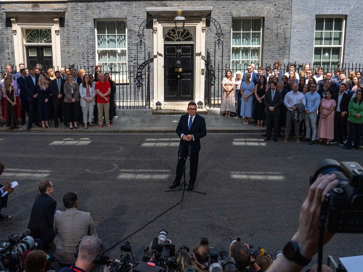 Andy Burnham gives his first speech as U.K. prime minister on Downing Street on July 20, 2026, in London, England. Andy Burnham gives his first speech as U.K. prime minister on Downing Street on July 20, 2026, in London, England.