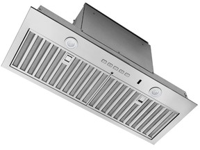 An integrated hood can be made to disappear or used in a statement feature. Best Cabinet insert range hood, $899, canadianappliances.ca.