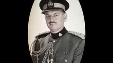 A black and white portrait of RCMP Supt. Joe Atherton