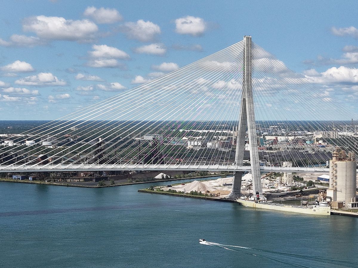 The United States side of the Gordie Howe International Bridge is shown on Wednesday, July 22, 2026.