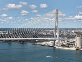 The United States side of the Gordie Howe International Bridge is shown on Wednesday, July 22, 2026.