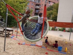 Children play on a playground