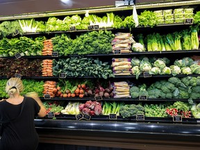 Vegetables on display in a grocery store