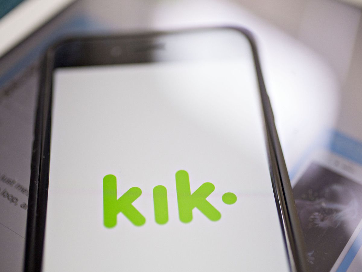 The Kik logo is displayed on an Apple iPhone in an arranged photograph taken in Arlington, Virginia, on June 7, 2019. The Kik logo is displayed on an Apple iPhone in an arranged photograph taken in Arlington, Virginia, on June 7, 2019.