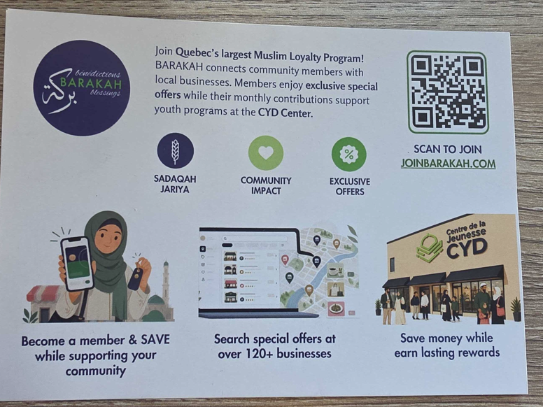 Barakah.com promotional material available at LIT convention in Laval, QC, on July 26, 2026.