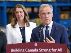 Danielle Smith and Mark Carney.