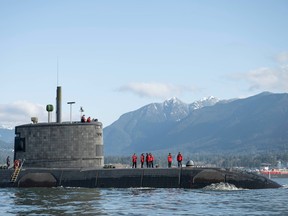 A submarine sails