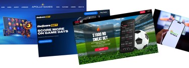 Collage of sports betting websites.