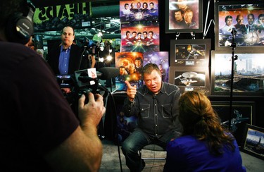 William Shatner is interviewed at the Big Apple Comic Con at Pier 94 on Oct. 16, 2009, in New York City.
