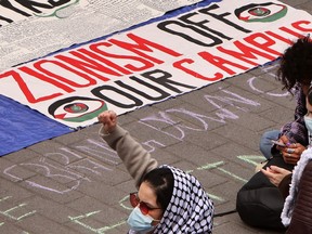 Protest signs on the ground