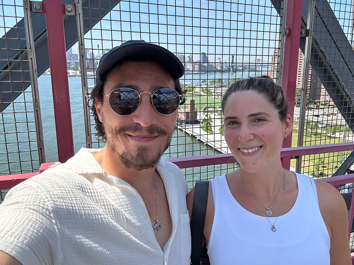 Ari Blaff and his wife celebrate his first year as an American citizen with a walk on the Williamsburg Bridge into Manhattan to Battery Park to see the Statue of Liberty on July 4.