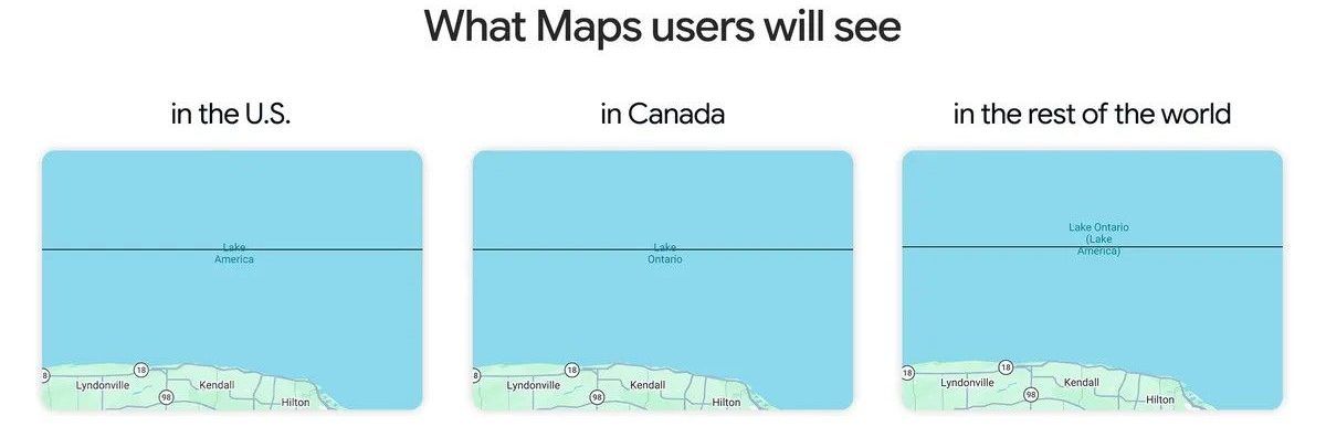  What Google Maps app users will see for Lake Ontario depends on their country location, as determined by their device’s operating system, SIM, network and current location. Desktop and other web viewers are presented with information based on individual regional search settings or, failing that, the device’s location as determined by Google.