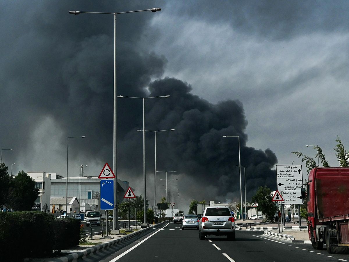 Explosion in a city.