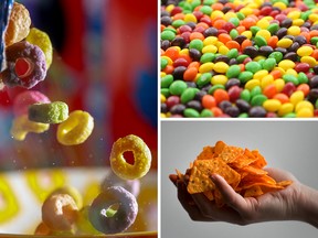 Brightly colour processed foods