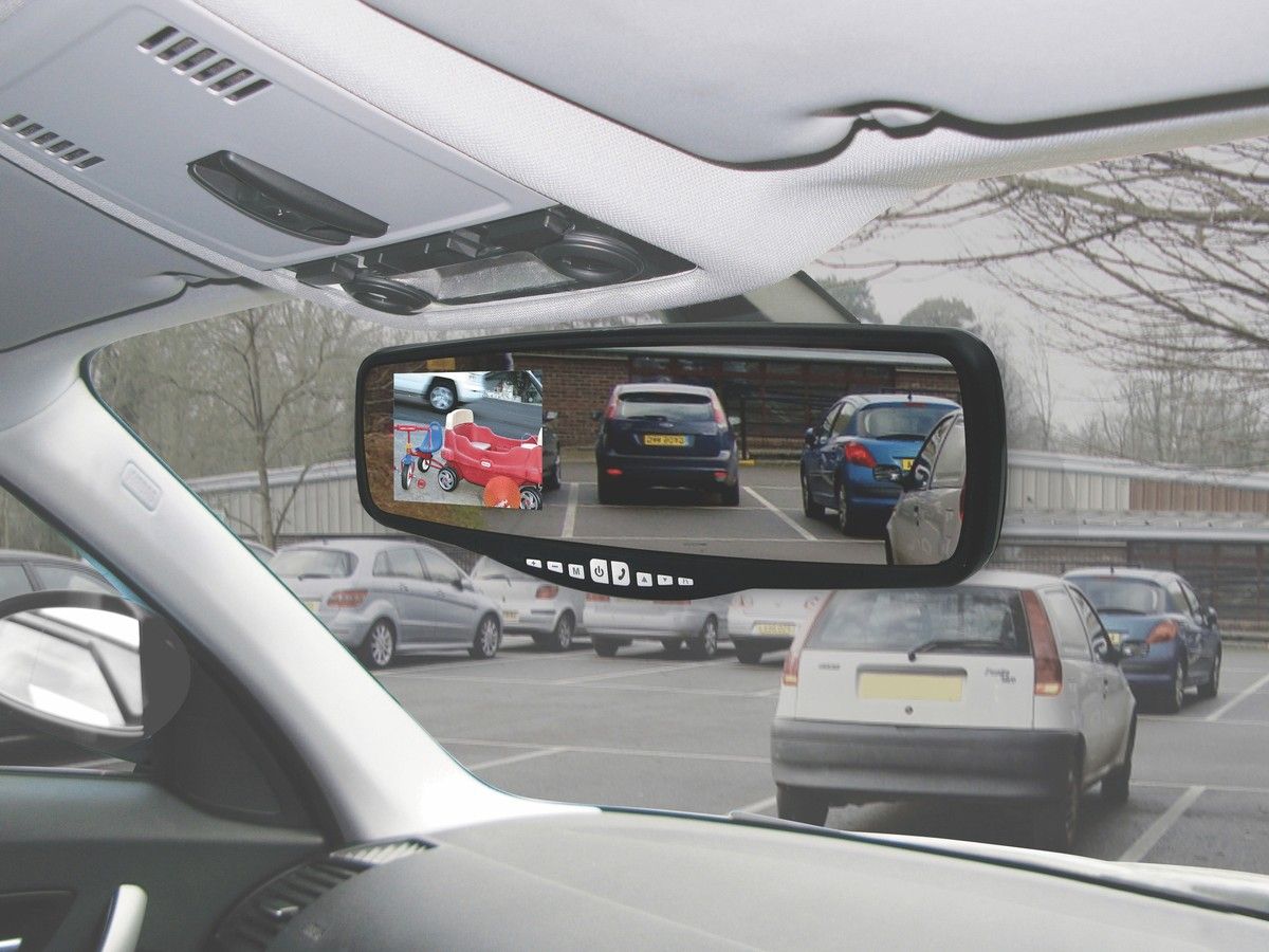  A rearview mirror camera.