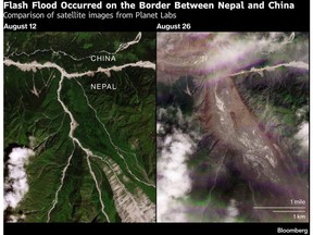 The catastrophe was triggered on Wednesday by a glacial collapse.