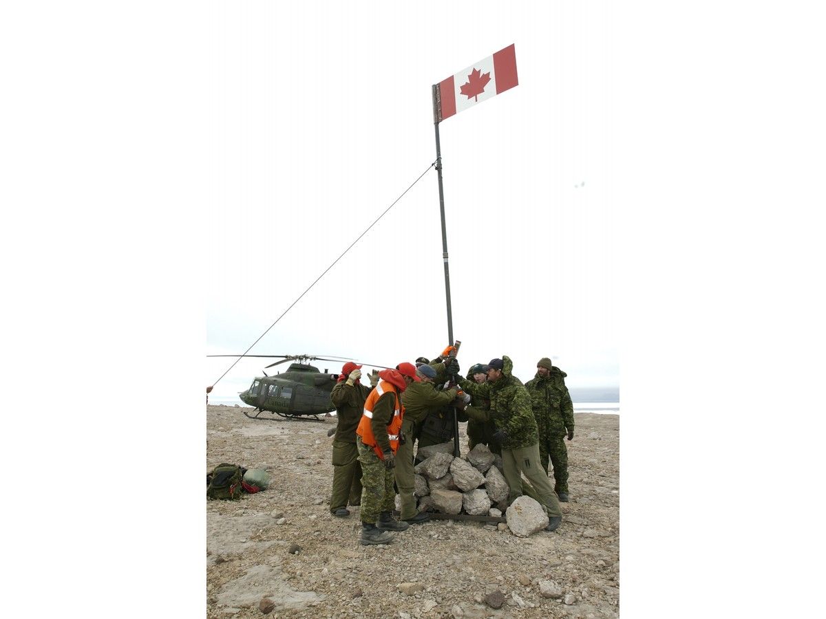 Canadian flag on Hans Island